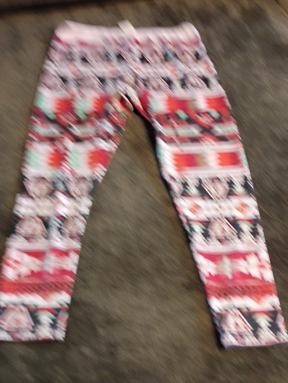 Womans Aztec Print Leggings - Red Multi